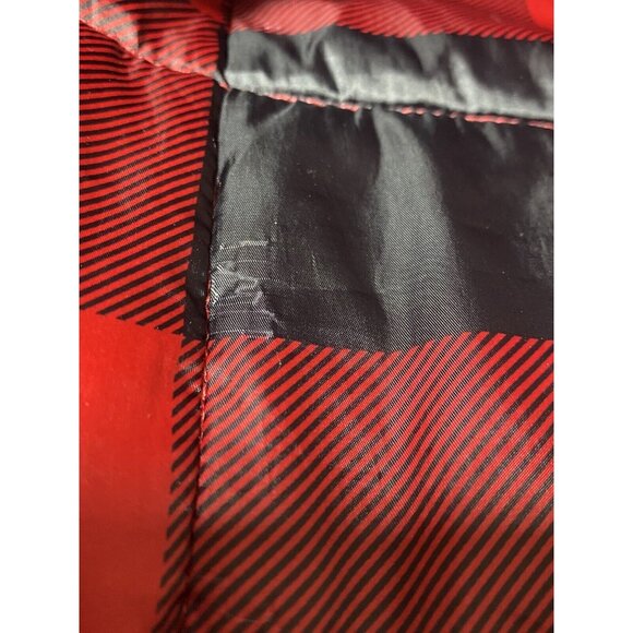 Eddie Bauer Down Alternative Throw blanket Red Black Buffalo Plaid Packable - Picture 8 of 11